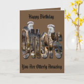 Carte Logo De Loutres Et Otters, Joyeux Anniversaire (Fleur jaune)