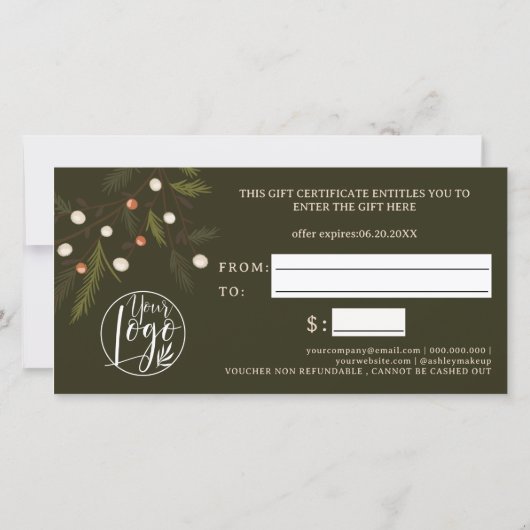 Carte Logo de Noël de Noël Chic Rustique (Dos)