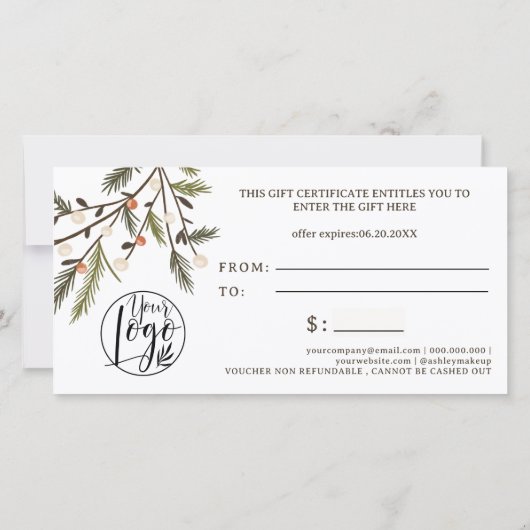 Carte Logo de Noël de Noël de Noël rustique (Dos)