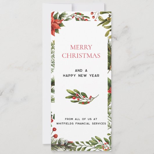 Carte Logo d'entreprise Merry Christmas Berries Bonjour (Devant)