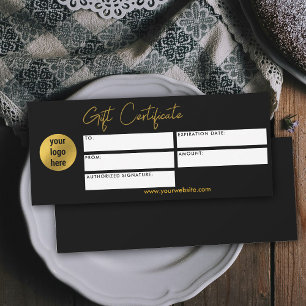 Carte Logo d'entreprise moderne certificat cadeau Black