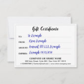 Carte Logo d'entreprise moderne, Certificat cadeau modif (Dos)