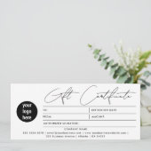 Carte Logo d'entreprise moderne certificat cadeau noir b (Debout devant)