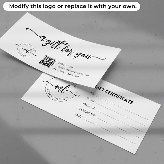 Carte Logo d'entreprise Monogrammes Initiales Certificat