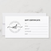 Carte Logo d'entreprise Monogrammes Initiales Certificat (Devant)