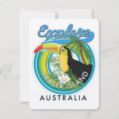 Carte logo d'exploration de l'île Fraser Australie (Devant)