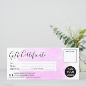 Carte Logo du certificat cadeau de brosse couleur rose p (Debout devant)