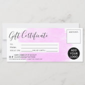 Carte Logo du certificat cadeau de brosse couleur rose p (Devant)