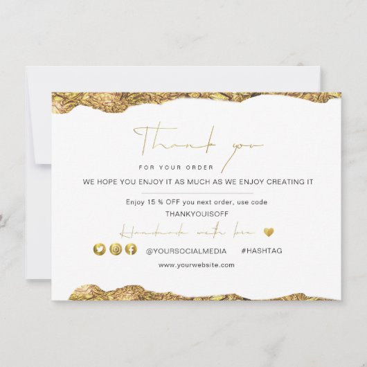 Carte Logo Elegant Black Gold Foil Merci (Devant)