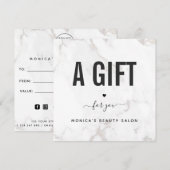 Carte Logo élégant et chic de salon de beauté en marbre (Devant / Derrière)