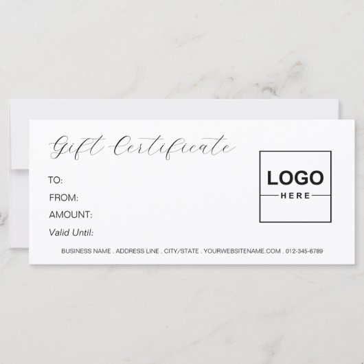 Carte Logo Élégant minimaliste moderne certificat cadeau (Devant)