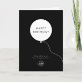 Carte Logo Elegant Simple Black Blanc Balloon Anniversai (Devant)