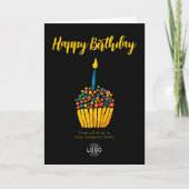 Carte Logo Entreprise Simple Cupcake Noir Anniversaire (Devant)