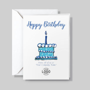 Carte Logo Entreprise Simple Gâteau au Crayon Bleu Anniv