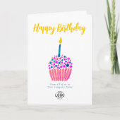 Carte Logo Entreprise Simple Pink Blue Cupcake Anniversa (Devant)