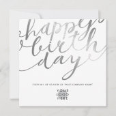Carte Logo Faux Argent Foil Script Lettres Anniversaire (Devant)