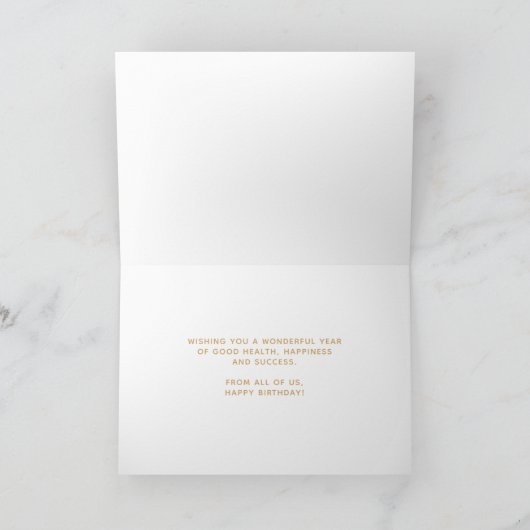 Carte Logo Faux Gold Script à la main Anniversaire Blanc (Intérieur)