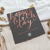 Carte Logo Faux Rose Gold Lettres gris foncé Anniversair