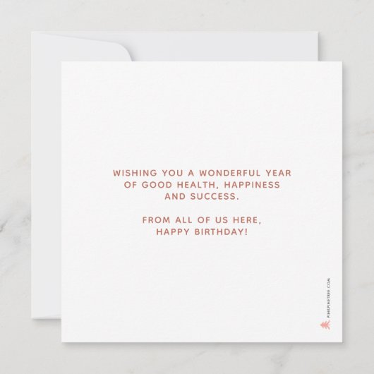 Carte Logo Faux Rose Gold Script Blanc Anniversaire (Dos)