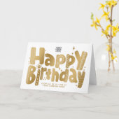 Carte Logo Fun Jouer Faux Or manuscrit Anniversaire (Fleur jaune)