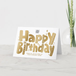 Carte Logo Fun Jouer Faux Or manuscrit Anniversaire
