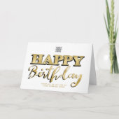 Carte Logo Gold Letting Business Anniversaire Blanc (Devant)