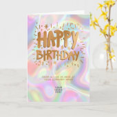 Carte Logo Holographique Faux Gold Joyeux anniversaire (Fleur jaune)