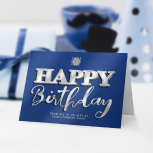 Carte Logo Marine Bleu Argent Lettres d'affaires Anniver