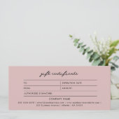 Carte Logo Minimaliste Blush Pink Certificat cadeau (Debout devant)