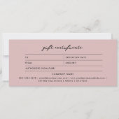 Carte Logo Minimaliste Blush Pink Certificat cadeau (Devant)