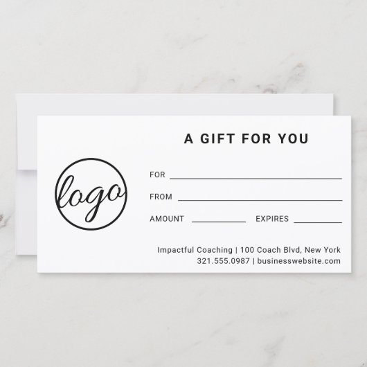 Carte Logo moderne Certificat simple cadeau d'entreprise (Devant)