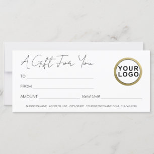 Carte Logo Moderne Élégant   Certificat cadeau blanc