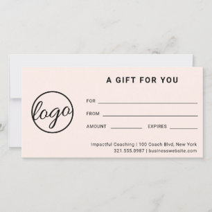 Carte Logo moderne Simple Rose Blush Certificat cadeau