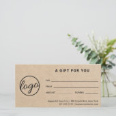 Carte Logo Moderne Simple Rustique Certificat Cadeau (Debout devant)