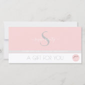 Carte Logo Monogramme moderne Certificat cadeau Salon ro (Devant)