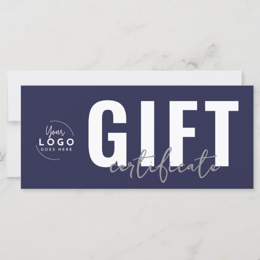 Carte Logo Navy Blue Business Gift Certificate (Devant)