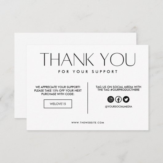 Carte Logo noir et blanc moderne Insertion multimédia (Devant / Derrière)