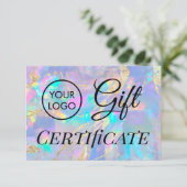 Carte logo opal certificat cadeau (Debout devant)