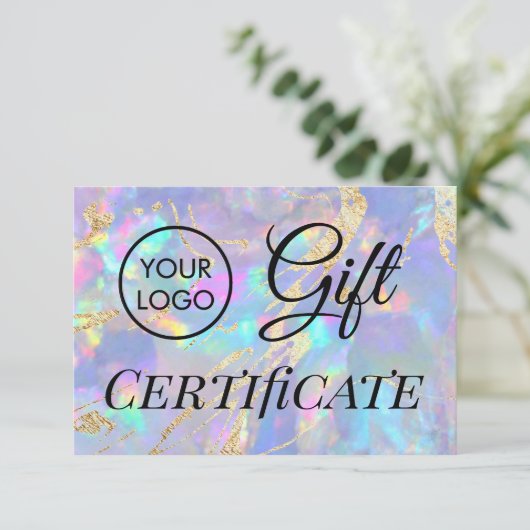 Carte logo opal certificat cadeau (Debout devant)