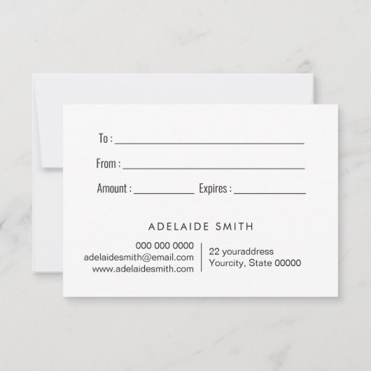 Carte logo opal certificat cadeau (Dos)