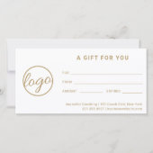 Carte Logo Or moderne Simple Business Certificat cadeau (Devant)