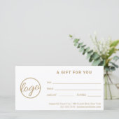 Carte Logo Or moderne Simple Business Certificat cadeau (Debout devant)