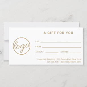 Carte Logo Or moderne Simple Business Certificat cadeau