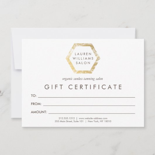 Carte Logo Palms d'or sur le certificat cadeau blanc (Devant)