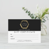 Carte Logo Palms d'or sur le certificat cadeau noir (Debout devant)