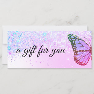 Carte logo papillon violet certificat cadeau