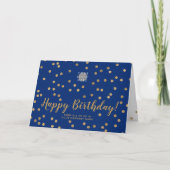 Carte Logo Parties scintillant Gold Confetti Marine Blue (Devant)