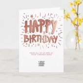 Carte Logo personnalisé Fausse Rose Dorée Joyeux Anniver (Fleur jaune)