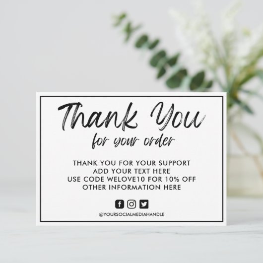 Carte Logo personnalisé noir et blanc Insertion multiméd (Debout devant)