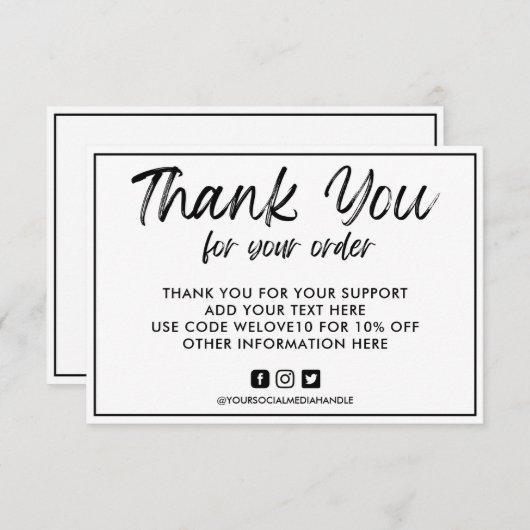 Carte Logo personnalisé noir et blanc Insertion multiméd (Devant / Derrière)